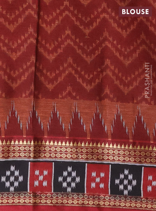 Muslin cotton saree maroon with allover prints and woven border