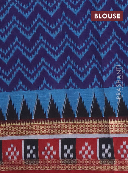 Muslin cotton saree navy blue and maroon with allover prints and woven border