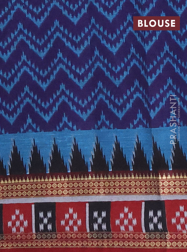 Muslin cotton saree navy blue and maroon with allover prints and woven border