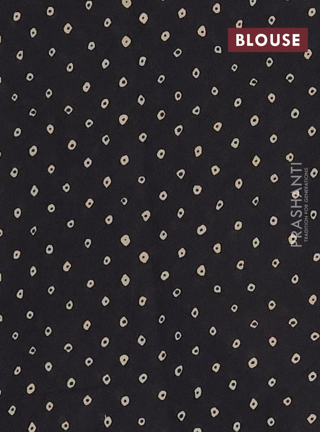 Muslin cotton saree maroon and black with ajrakh prints and printed border