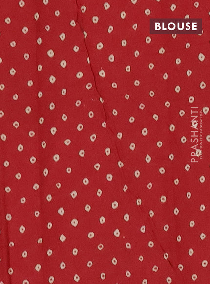 Muslin cotton saree sap green and maroon with ajrakh prints and printed border