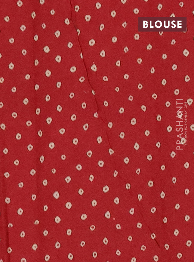 Muslin cotton saree sap green and maroon with ajrakh prints and printed border