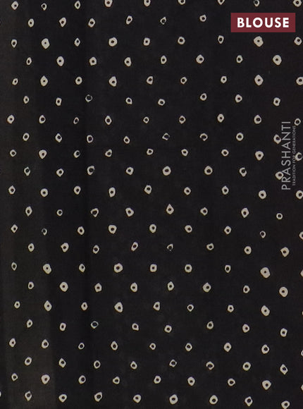 Muslin cotton saree maroon and black with kalamkari prints and printed border