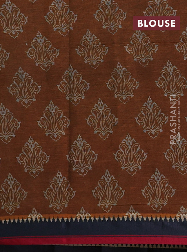 Muslin cotton saree mustard and grey with allover prints and woven border