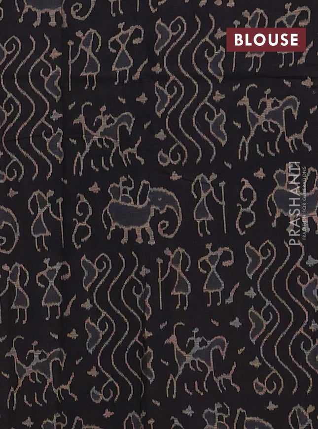 Muslin cotton saree maroon and black with allover kalamkari prints and printed border