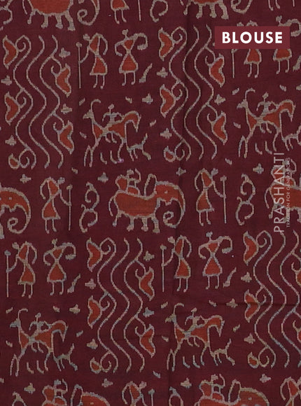 Muslin cotton saree mustard and maroon with allover kalamkari prints and printed border