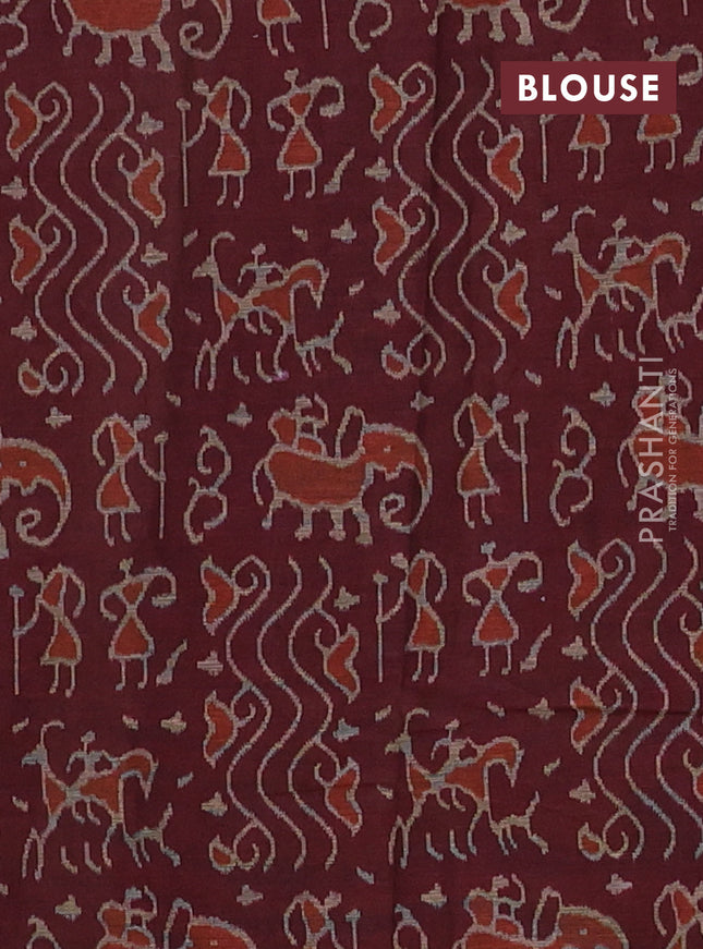 Muslin cotton saree mustard and maroon with allover kalamkari prints and printed border