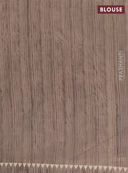 Muslin cotton saree blue and grey with allover kalamkari prints and printed border