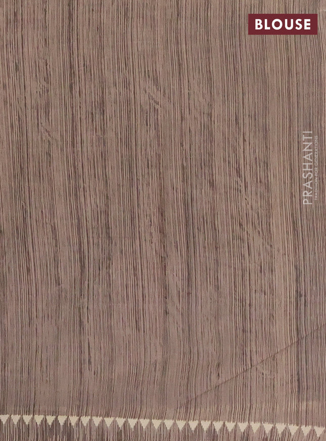 Muslin cotton saree blue and grey with allover kalamkari prints and printed border