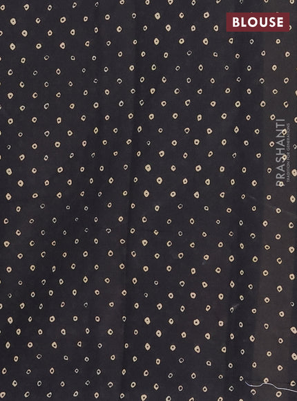 Muslin cotton saree maroon and black with ajrakh prints and printed border