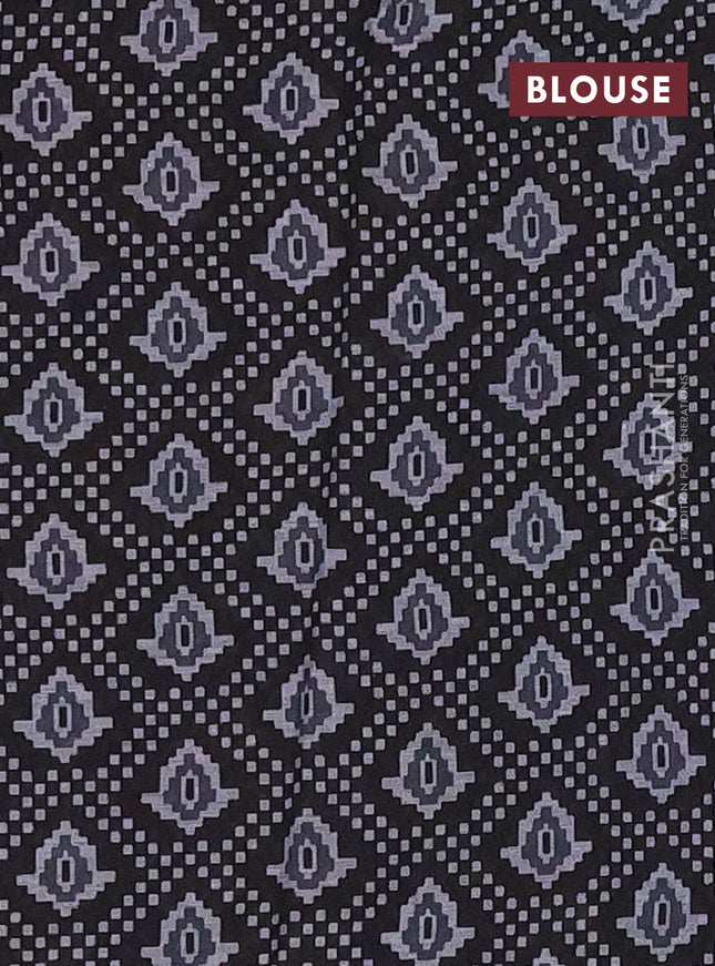 Muslin cotton saree purple and black with allover prints and printed border