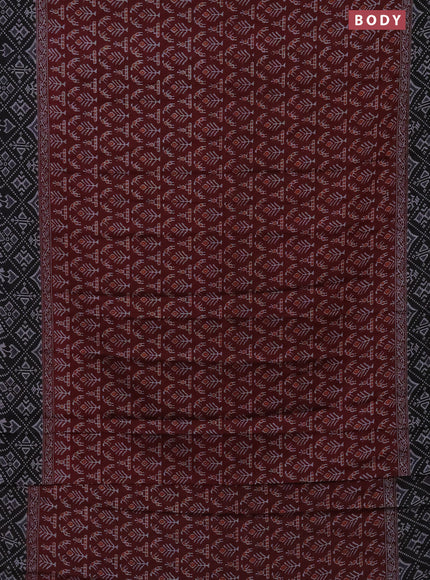 Muslin cotton saree maroon and black with allover prints and printed border