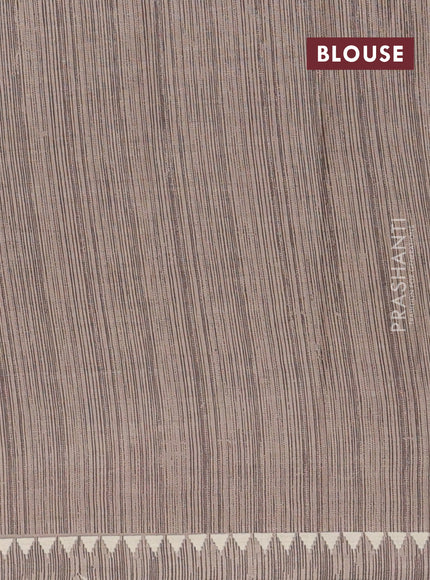 Muslin cotton saree pastel green and grey with allover kalamkari prints and printed border