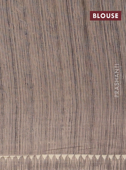 Muslin cotton saree blue and grey with allover kalamkari prints and printed border