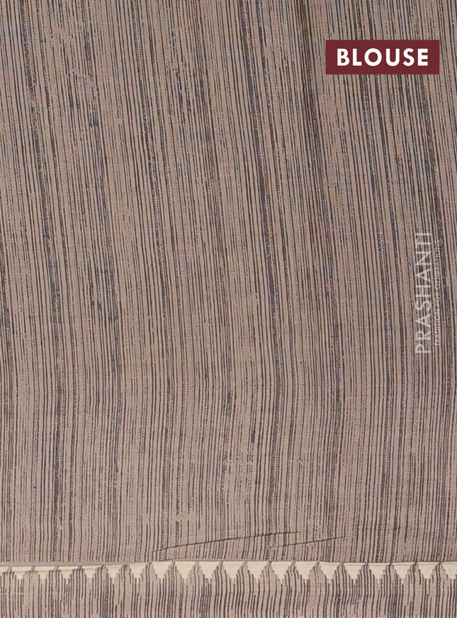 Muslin cotton saree blue and grey with allover kalamkari prints and printed border