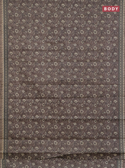 Muslin cotton saree grey with allover kalamkari prints and printed border