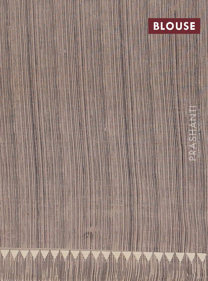 Muslin cotton saree grey with allover kalamkari prints and printed border