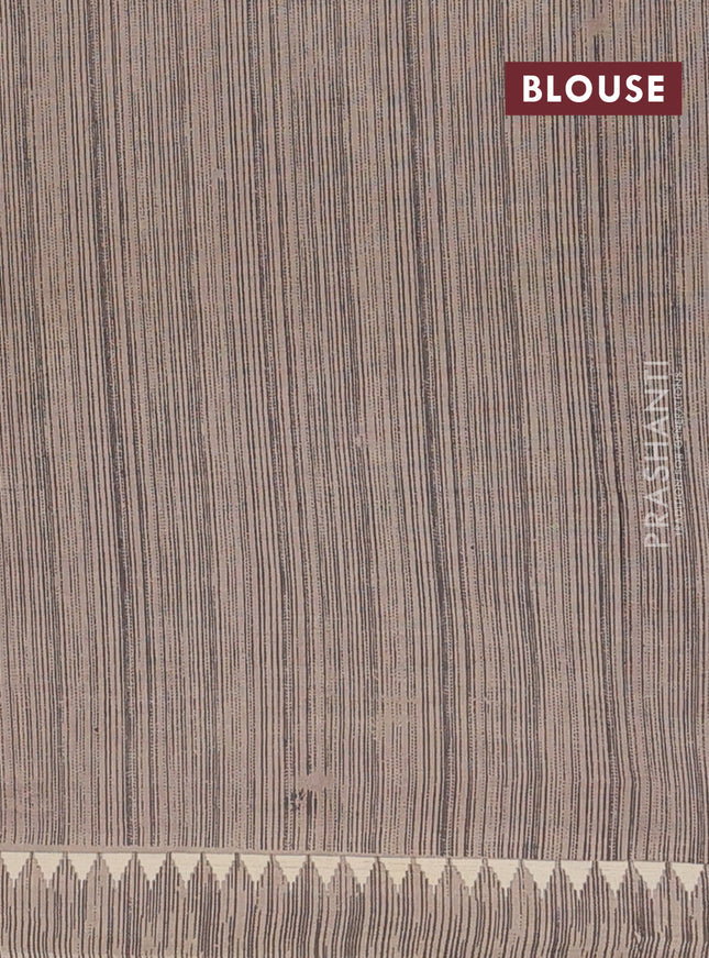 Muslin cotton saree grey with allover kalamkari prints and printed border