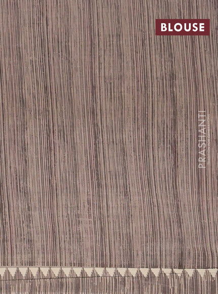 Muslin cotton saree maroon and grey with allover kalamkari prints and printed border