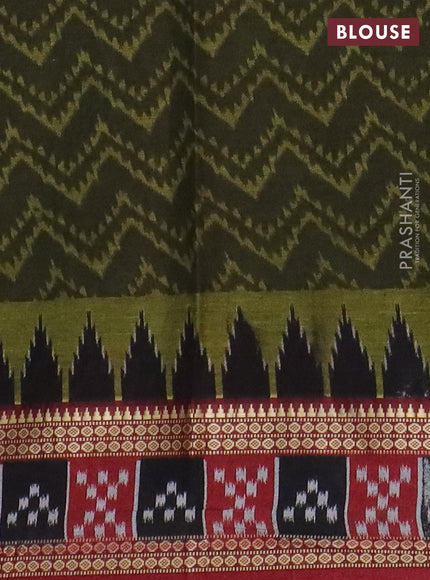 Muslin cotton saree sap green and maroon with allover prints and woven border