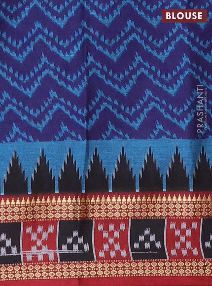 Muslin cotton saree navy blue and maroon with allover prints and woven border