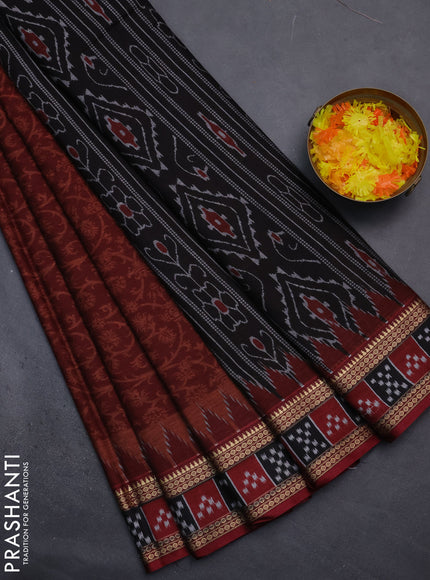 Muslin cotton saree maroon with allover prints and woven border