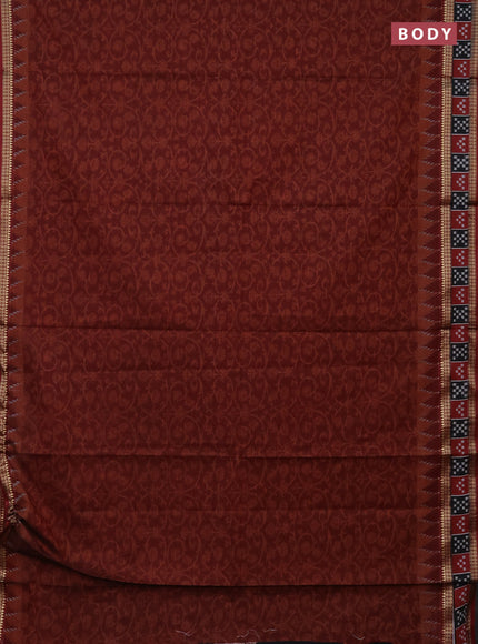 Muslin cotton saree maroon with allover prints and woven border