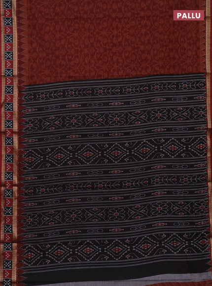 Muslin cotton saree maroon with allover prints and woven border