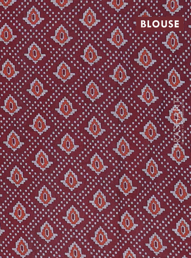 Muslin cotton saree navy blue and maroon with allover prints and woven border