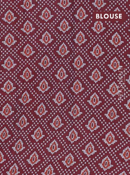 Muslin cotton saree sap green and maroon with allover prints and woven border