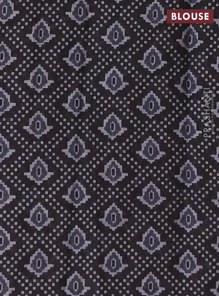 Muslin cotton saree deep purple and black with allover prints and woven border