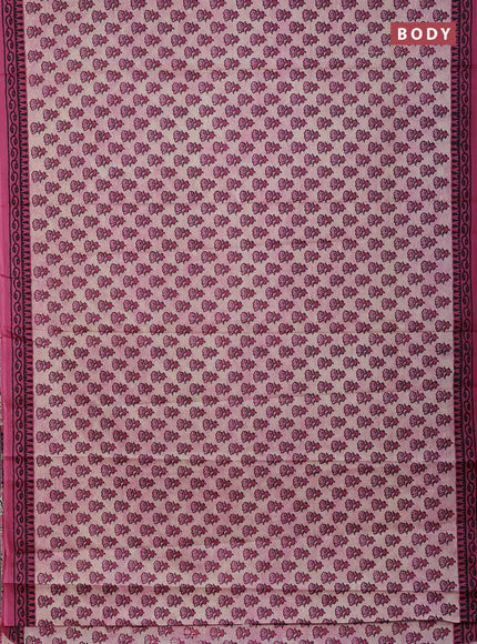 Muslin cotton saree pastel pink and pink with floral butta prints and printed border