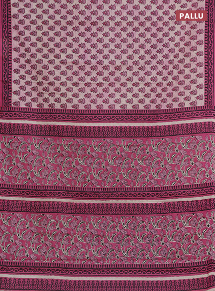 Muslin cotton saree pastel pink and pink with floral butta prints and printed border