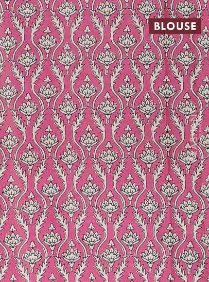 Muslin cotton saree pastel pink and pink with floral butta prints and printed border