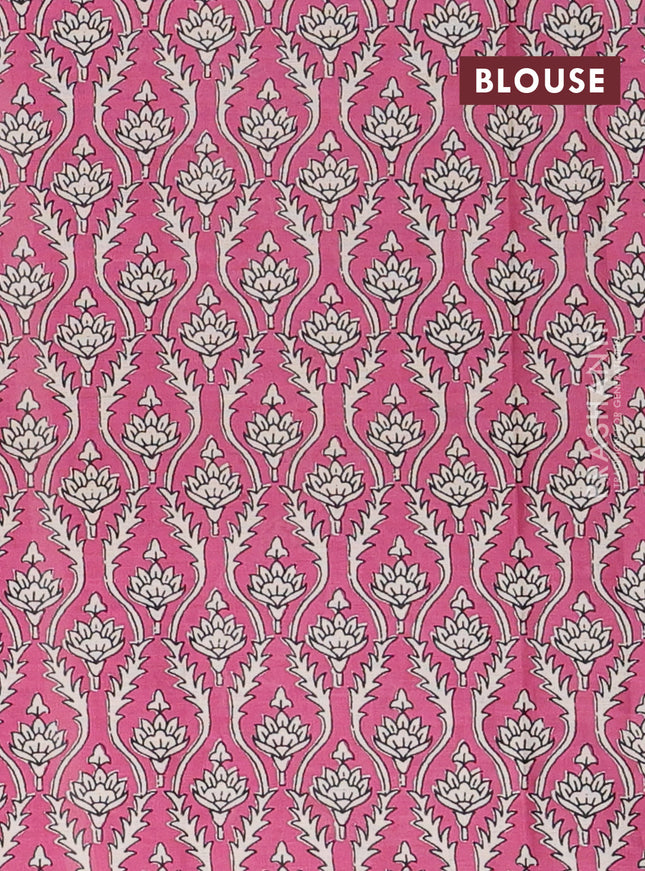 Muslin cotton saree pastel pink and pink with floral butta prints and printed border