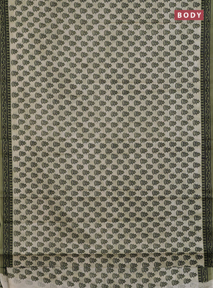 Muslin cotton saree elaichi green and pastel green with floral butta prints and printed border