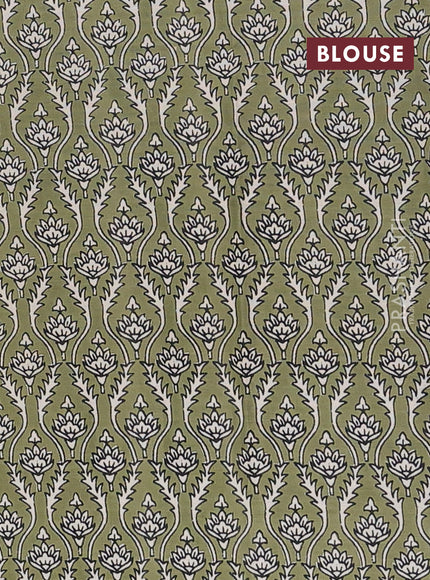 Muslin cotton saree elaichi green and pastel green with floral butta prints and printed border