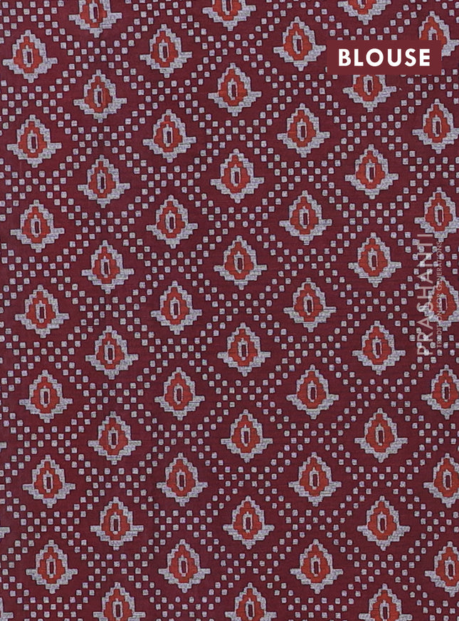 Muslin cotton saree sap green and maroon with allover prints and printed border