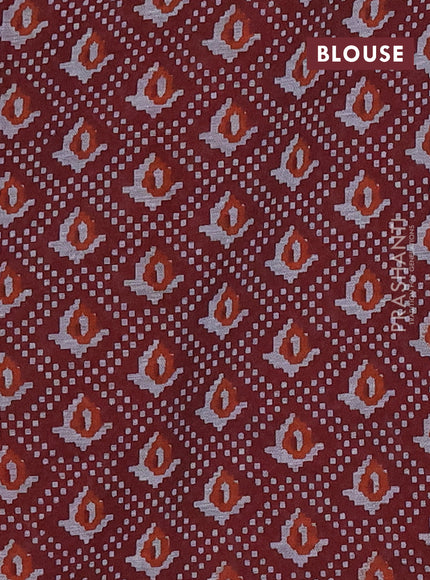 Muslin cotton saree navy blue and maroon with allover prints and printed border