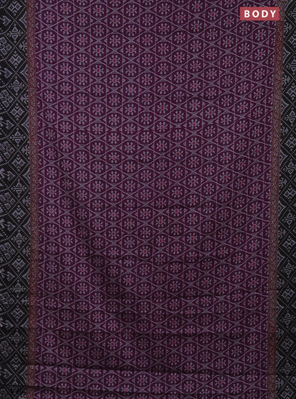 Muslin cotton saree deep purple and black with allover prints and printed border