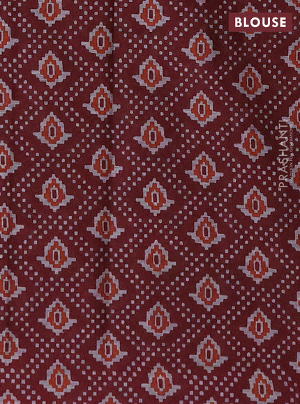 Muslin cotton saree sap green and maroon with allover prints and printed border