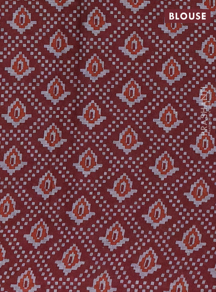 Muslin cotton saree navy blue and maroon with allover prints and printed border