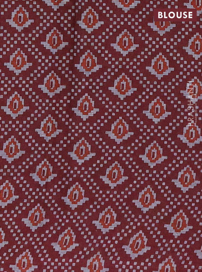 Muslin cotton saree navy blue and maroon with allover prints and printed border