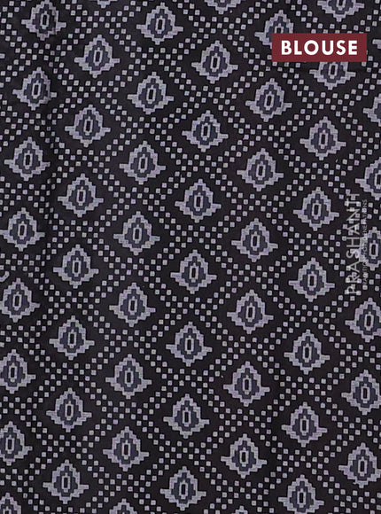 Muslin cotton saree maroon and black with allover prints and printed border