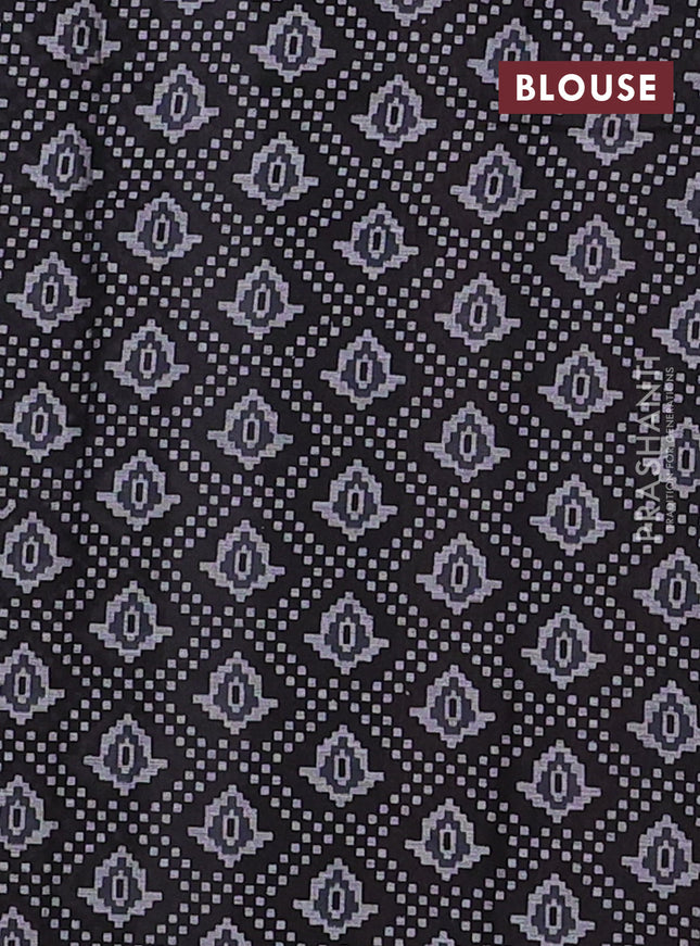 Muslin cotton saree maroon and black with allover prints and printed border