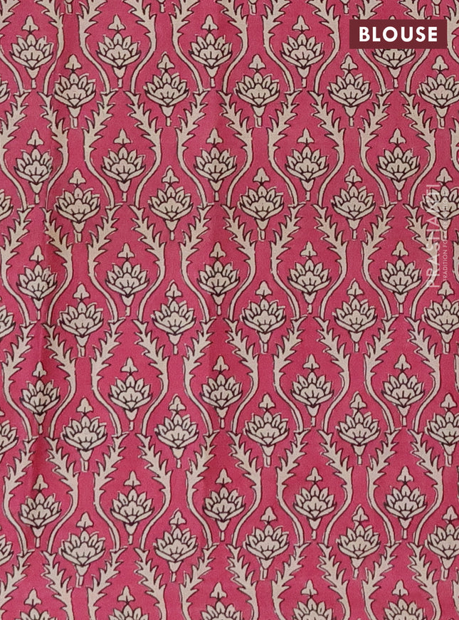 Muslin cotton saree peach shade and pink with floral butta prints and printed border