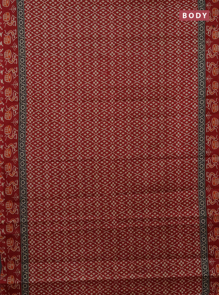 Muslin cotton saree maroon with allover prints and printed border