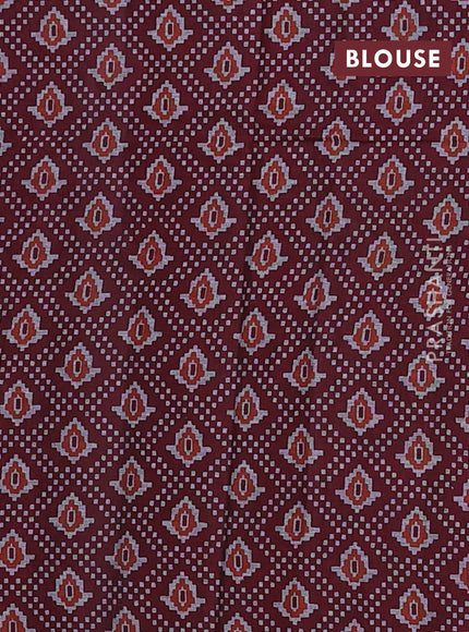 Muslin cotton saree navy blue and maroon with warli prints and printed border