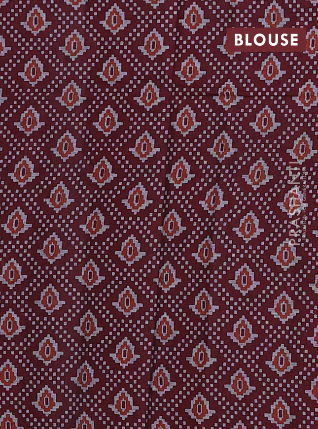 Muslin cotton saree navy blue and maroon with warli prints and printed border