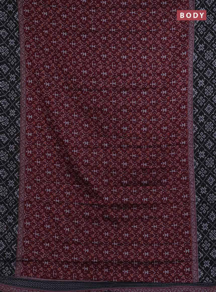 Muslin cotton saree maroon and black with warli prints and printed border